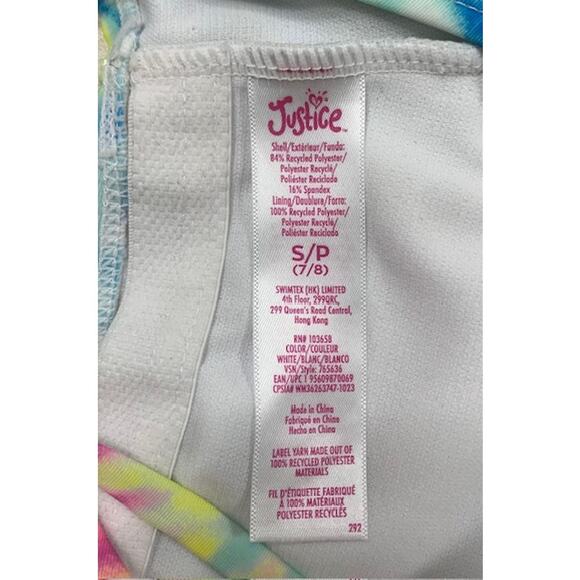 Justice Girls One Piece Cross Shoulder Cut Out Swimsuit - Size - 7/8 - Picture 4 of 4